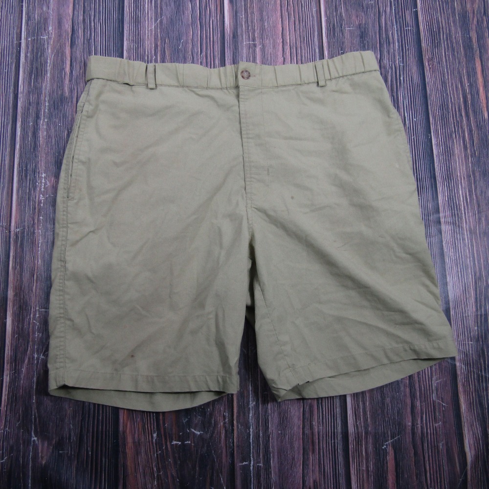 Bugle Boy Chino Shorts Men 36 Khaki Elastic Waist Casual Outdoor Cotton Blend
